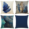 Blue Feather Double Side Cushion Cover 4PC Soft Decorative Square Throw Pillow Cover Cushion Case Pillowcase for Bedroom Livingroom Superior Quality Machine Washable Indoor Cushion for Sofa Couch Bed Chair miniinthebox