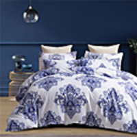 Blue Floral Print 3 Pieces Bedding Set Duvet Cover Set Modern Comforter Cover-3 Pieces-Ultra Soft Hypoallergenic Microfiber Include 1 Duvet Cover and 1 or2 Pillowcases