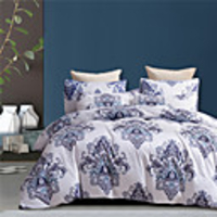 Blue Floral Print 3 Pieces Bedding Set Duvet Cover Set Modern Comforter Cover-3 Pieces-Ultra Soft Hypoallergenic Microfiber Include 1 Duvet Cover and 1 or2 Pillowcases