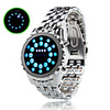 Blue LED Mirror Watch with Silver Metal Strap