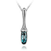 Blue Shining Crystal And Platinum Plated Alloy Pendant Necklace