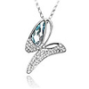 Blue Shining Crystal And Platinum Plated Alloy Pendant Necklace