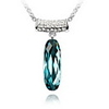 Blue Shining Crystal And Platinum Plated Alloy Pendant Necklace