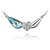 Blue Shining Crystal And Platinum Plated Alloy Wing Heart Shaped Pendant Necklace