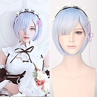 Blue Short Bob Rem Cosplay Wig Synthetic Anime Hair Party Wig Re Zero Starting Life in Another World miniinthebox