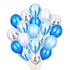 blue silver confetti balloons agate marble stripe assorted colors party balloon,  12 inch pack of 40,  metallic latex balloons for baby shower birthday wedding nye party decoration supply,  blue set