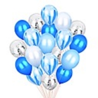 blue silver confetti balloons agate marble stripe assorted colors party balloon,  12 inch pack of 40,  metallic latex balloons for baby shower birthday wedding nye party decoration supply,  blue set