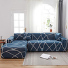 Blue Triangle Grid Print Dustproof All-powerful Slipcovers Stretch L Shape Sofa Cover Super Soft Fabric Couch Cover Sofa Furniture Protector with One Free Boster Case miniinthebox
