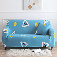 Blue Triangle Print Dustproof All-powerful Slipcovers Stretch Sofa Cover Super Soft Fabric Couch Cover with One Free Boster Case(Chair/Love Seat/3 Seats/4 Seats) miniinthebox