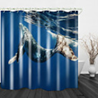 Blue Whale Under The Sea Digital Printing Shower Curtain Shower Curtains Hooks Modern Polyester New Design