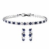 blue white cz cubic zirconia eternity bridal tennis bracelet huggie earrings prom fashion jewelry set for women classic prom fashion jewelry 7.5 ct 9.4