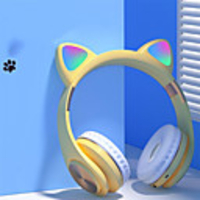 Bluetooth 5.0 Headphones Headset Earphone Cat Kitty Earphone LED Music Wireless Headphones