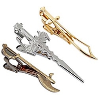bmc mens 3pc gold silver sword edition medieval weapons tie clip collection set
