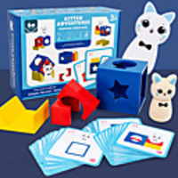 Board Game Educational Toy Kitten Adventures Wooden STEAM Toy family game Geometric Parent-Child Interaction Home Entertainment Kid