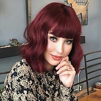 Bob Wigs for Women Synthetic Curly Wig with Bangs Short Wig for Girls Cosplay Purple Bob Wigs miniinthebox