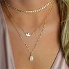 bohemia layered choker necklace gold disc choker dove necklace gemstone necklace pigeon gem charm pendant necklace peace jewelry for women and girls