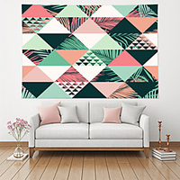 Bohemian Boho Wall Tapestry Art Decor Blanket Curtain Picnic Table Cloth Hanging Home Bedroom Living Room Decoration Polyester Geometric Triangle Plant Leaf