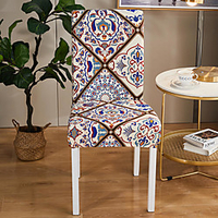 Bohemian Floral Print Super Soft Chair Cover Stretch Removable Washable Dining Room Chair Protector Slipcovers Home Decor Dining Room Seat Cover miniinthebox