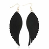 bohemian genuine suede real leather leaf drop earrings - lightweight feather shape tassel dangles fringe,  angel wing (bohemian feather - dusty pink,  3)