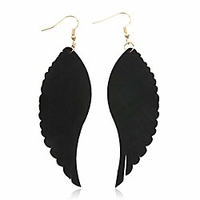 bohemian genuine suede real leather leaf drop earrings - lightweight feather shape tassel dangles fringe,  angel wing (bohemian feather - dusty pink,  3)