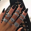 bohemian knuckle stacking leaf flraol rings for women teen girls boho vintage geometric crystal midi finger rings set 9 pcs (style 8)