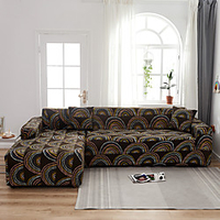 Bohemian Print Dustproof All-powerful Slipcovers Stretch L Shape Sofa Cover Super Soft Fabric Couch Cover Sofa Furniture Protector with One Free Boster Case miniinthebox