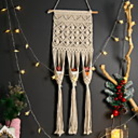Bohemian Weave Macrame Wall Tapestry Art Decor Blanket Curtain Picnic Tablecloth Hanging Home Bedroom Living Room Dorm Decoration Boho Hippie