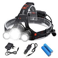 Boruit RJ-3000 Headlamps Headlight Flashlight Zoomable Rechargeable 3000/5000 lm LED 3 Emitters 4 Mode with Batteries and Chargers Zoomable Rechargeable Strike Bezel Adjustable Angle Camping miniinthebox