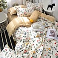 Botanical Floral Print 3 Pieces Bedding Set Duvet Cover Set Modern Comforter Cover 3 Pieces Ultra Soft Hypoallergenic Microfiber and Easy Care Include 1 Duvet Cover and 1 or2 Pillowcases