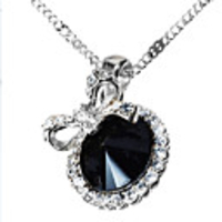 Bow Black Zircon Alloy Necklace