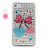 Bowknot Pattern PVC Case with Crystals Cover for iPhone 4,  4S