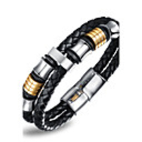 Bracelet Bangles Layered woven Ladies Natural Fashion Multi Layer Faux Leather Bracelet Jewelry Black For Party Birthday Party / Evening Gift Evening Party / Stainless Steel