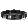 bracelet custom engraved silicone adjustable sport id identification alert for men women kids stainless steel - bundle with emergency card,  holder (black,  xarelto)