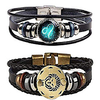 bracelet for men, retro 12 constellation beaded handwoven braided rope punk alloy leather bracelets cuff miniinthebox