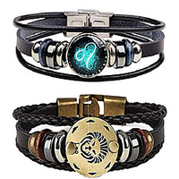 bracelet for men, retro 12 constellation beaded handwoven braided rope punk alloy leather bracelets cuff miniinthebox