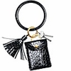 bracelet key chain card holder wristlet bangle keychain ring black