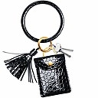 bracelet key chain card holder wristlet bangle keychain ring black