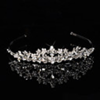 Bridal Crown Silver Tiara Queen Flower Leaf Butterfly Crystal/Diamond Hairclips Headpiece Wedding/Party