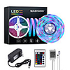 Bright RGBW LED Strip Lights 5M RGBW Tiktok Lights 1170LEDs SMD 2835 with 24 Keys IR Remote Controller and 100-240V Adapter for Home Bedroom Kitchen TV Back Lights DIY Deco
