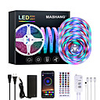 Bright RGBW LED Strip Lights Waterproof 15M Music Sync Smart LED Tiktok Lights 3510LEDs 2835 Color Changing with 40 keys Remote Bluetooth Controller for Home Bedroom TV Back Lights DIY Deco