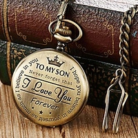 bronze engraved pocket watch to son i love you gifts from a mom dad birthday gift fob watches chains litbwat