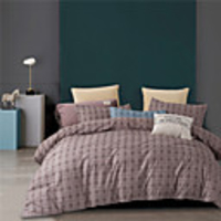 Brown Check Print 2/3 Pieces Bedding Set Duvet Cover Set Comforter Cover Ultra Soft Hypoallergenic Microfiber Include 1 Duvet Cover and 1 or 2 Pillowcases