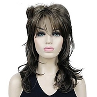Brown Highlighted Long Wavy Soft Layered Shag Synthetic Wig for Women miniinthebox