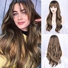 Brown Wig with Bangs Ombre Brown Wigs for Women Long Wavy Brown Mix Blonde Wig Synthetic Wigs Long Brown Wavy Heat Resistant Hair Wigs for Daily Party Use (Brown) miniinthebox