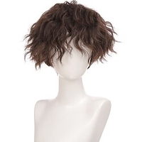 Brown Wigs for Men Short Curly Synthetic Hair Wigs for Men Boy Costume Cosplay Party Natural Black Heat Resistant Fake Hair miniinthebox