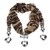 Brown Zebra-stripe Heart Shape Pendant Scarf Necklace