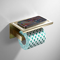 Brushed Gold Brass Paper Towel Holder 304 Stainless Steel Roll Paper Toilet Paper Holder Bathroom Shelf