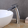 Brushed Nickel Waterfall Bathroom Sink Faucet with Supply Hose, Single Handle Single Hole Vessel Lavatory Faucet, Slanted Body Basin Mixer Tap Tall Body Commercial