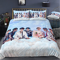 BTS Series 3-Piece Duvet Cover Set Hotel Bedding Sets Comforter Cover with Soft Lightweight Microfiber For Holiday Decoration(Include 1 Duvet Cover and 1or 2 Pillowcases)