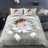 BTS Series 3-Piece Duvet Cover Set Hotel Bedding Sets Comforter Cover with Soft Lightweight Microfiber For Holiday Decoration(Include 1 Duvet Cover and 1or 2 Pillowcases)